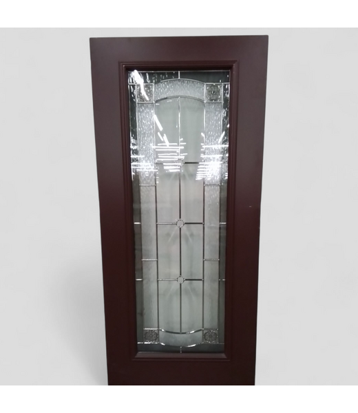 48208 Maroon Exterior Door with Decorative Glass 35.75"W