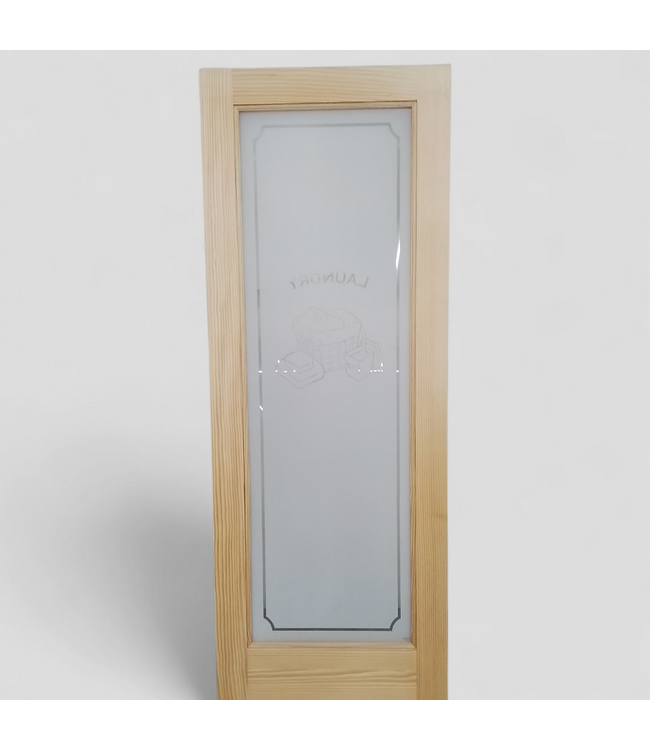 48364 Natural Pine & Frosted Glass Laundry Door 30" x 80"