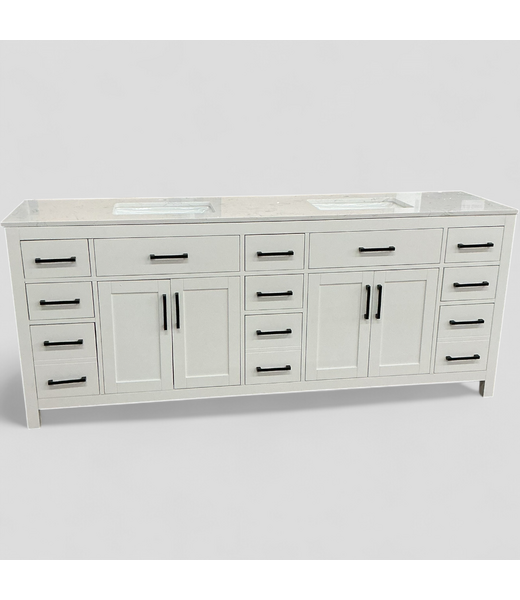 48425 Wyndham Collection White 84" Double Vanity
