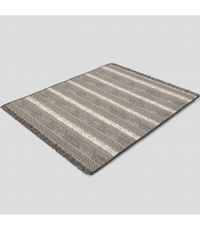 48432 Origin 21 Neutral Geometric Stripe Flatweave Area Rug