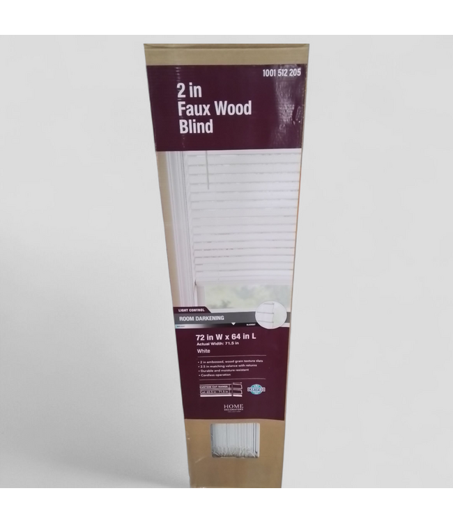 48438 Home Decorators White Faux Wood Blinds  72"W x 64"L
