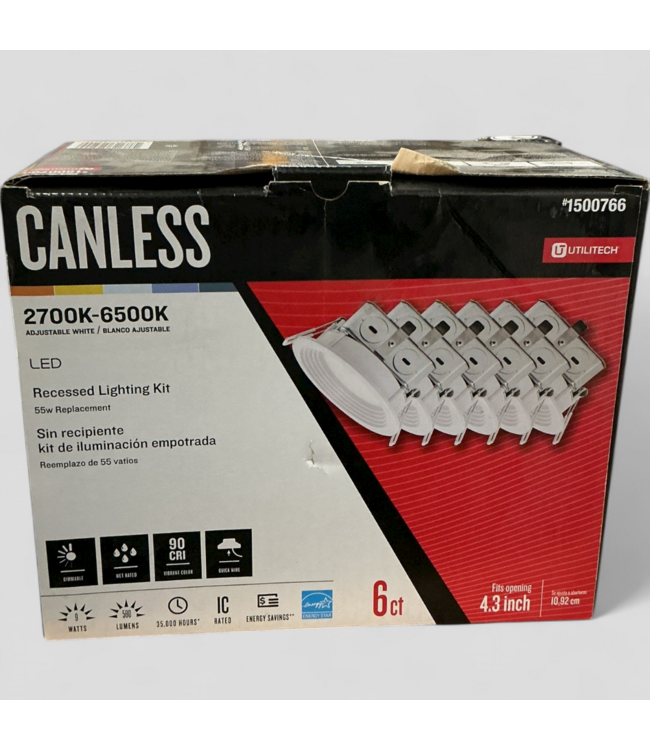 48481 Utilitech White Canless Recessed Lights 6-pk
