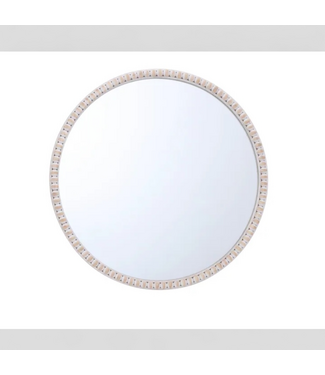 48522 Allen+Roth Round White Wash Framed Mirror 27.5"