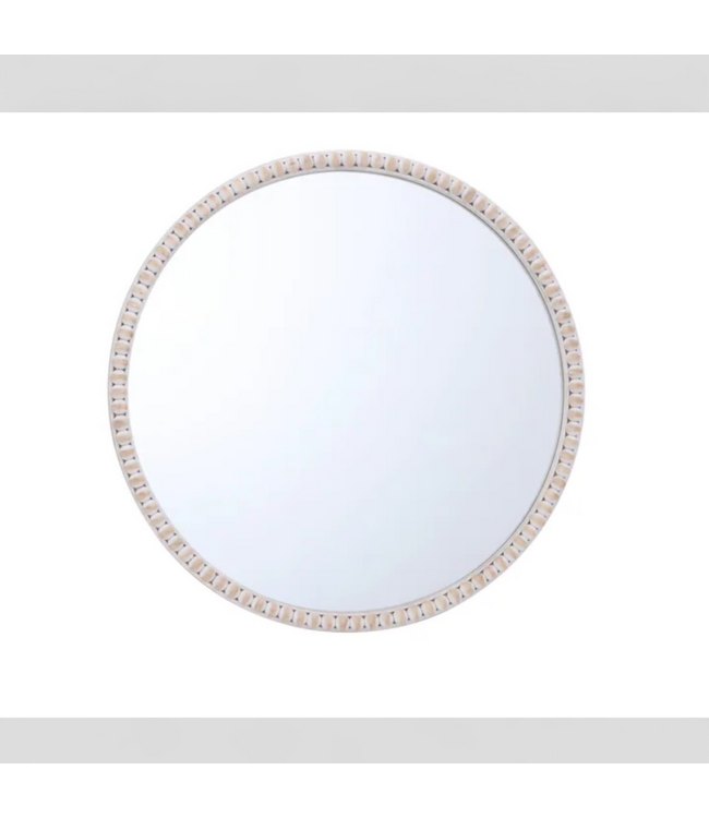 48522 Allen+Roth Round White Wash Framed Mirror 27.5"