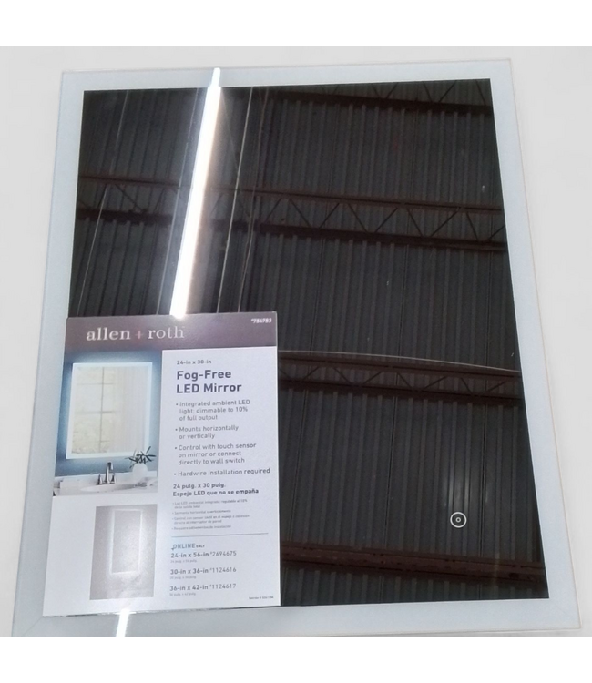 48551 allen + roth Lighted LED Bathroom Vanity Mirror 24" x 30"