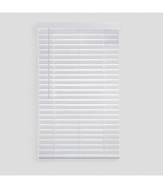 48689 White Cordless Faux Wood Blinds 35"W x 64"L
