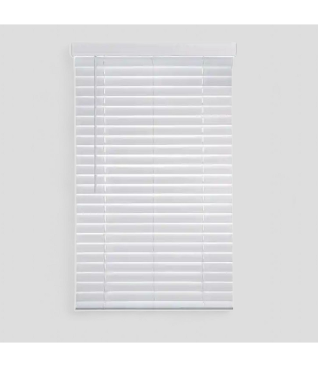 48689 White Cordless Faux Wood Blinds 35"W x 64"L