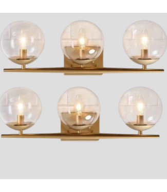 48696 LNC Home Elegant 3-Light Gold Vanity Light 2-pk