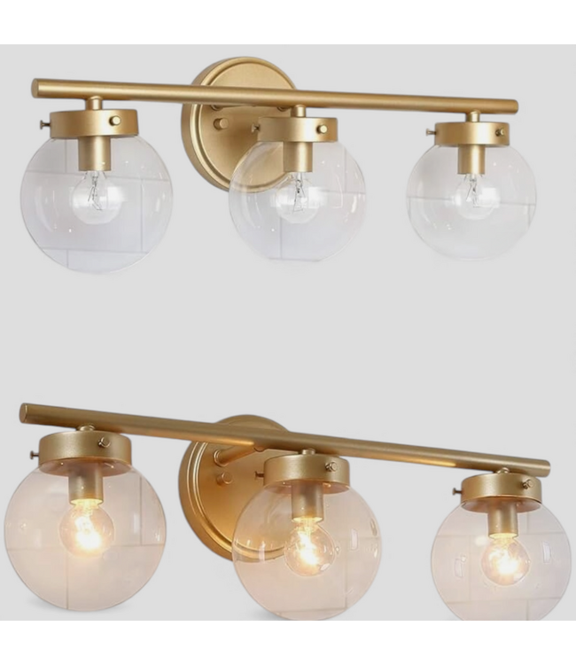 48696 LNC Home Elegant 3-Light Gold Vanity Light 2-pk