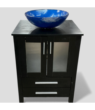 48703 Espresso Bathroom Vanity w/Marble Blue Vessel Sink
