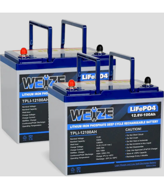 48714 Weize 12V Rechargable LiFePO4 Lithium Battery Set Of 2