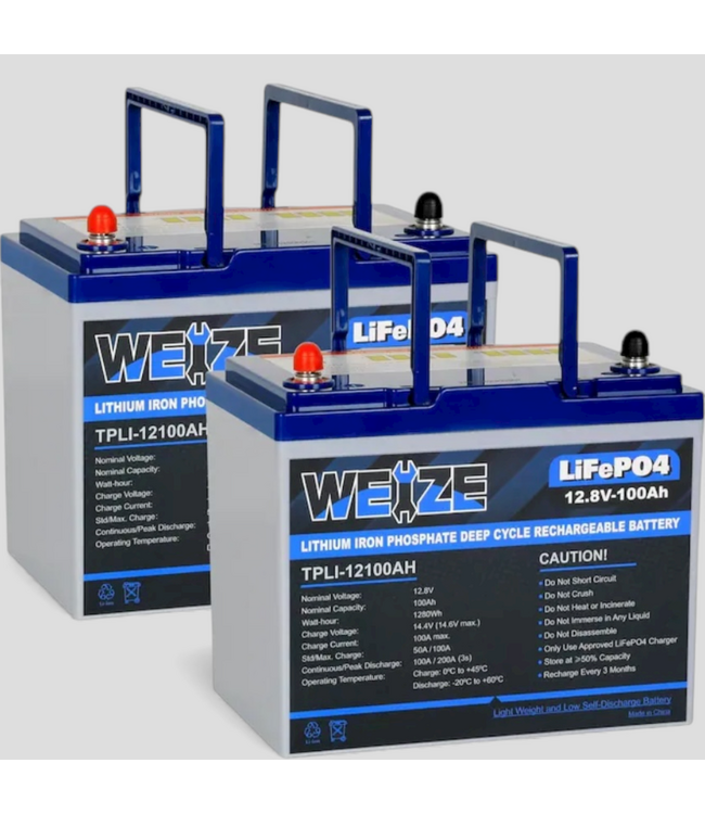 48714 Weize 12V Rechargable LiFePO4 Lithium Battery Set Of 2