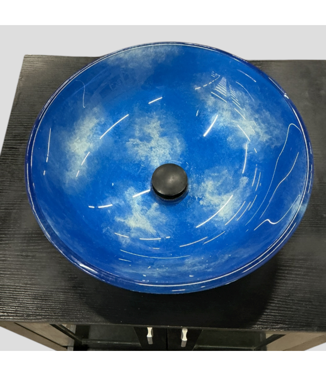 48703 Espresso Bathroom Vanity w/Marble Blue Vessel Sink