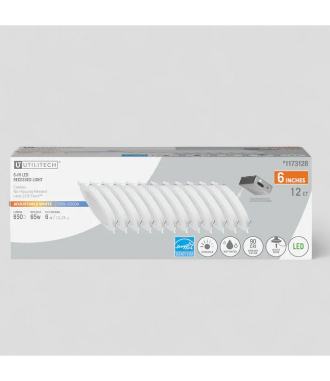 48717 Utilitech White 6-in Recessed Downlight 12 -Pack
