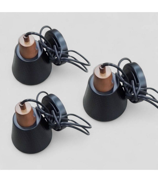 48723 Black Metal 1 -Light Cone Pendant Light 3 -Pack