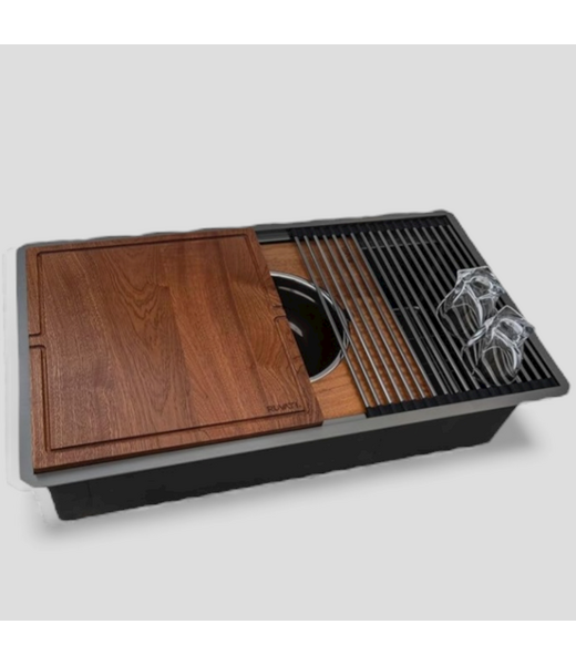 48737 Ruvati Dual-Tier Pro Gunmetal Black Kitchen Sink