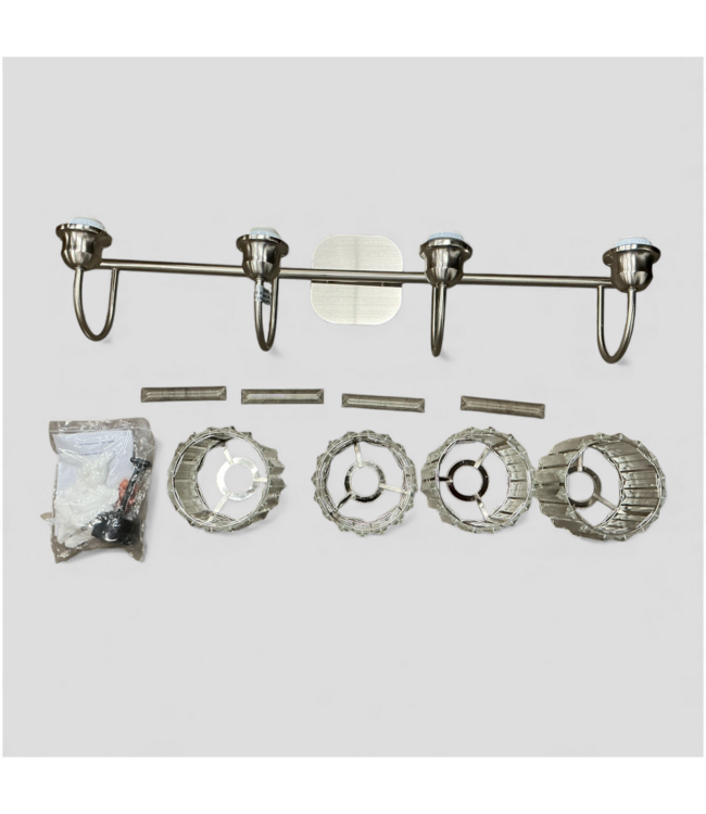 48753 Exbright 4 Light Brushed Nickel Glam Vanity Light