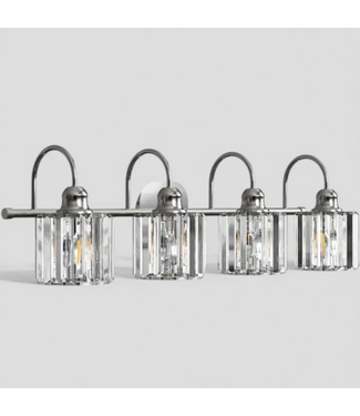 48753 Exbright 4 Light Brushed Nickel Glam Vanity Light