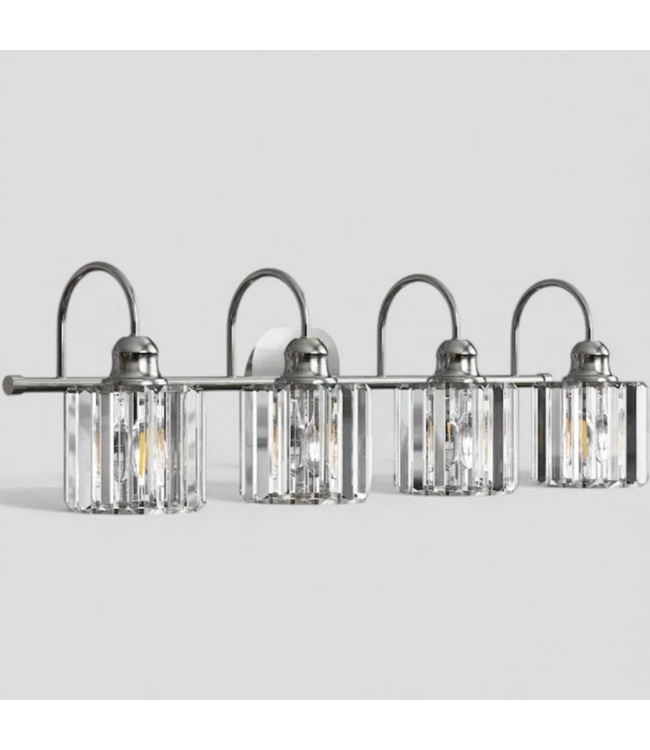 48753 Exbright 4 Light Brushed Nickel Glam Vanity Light