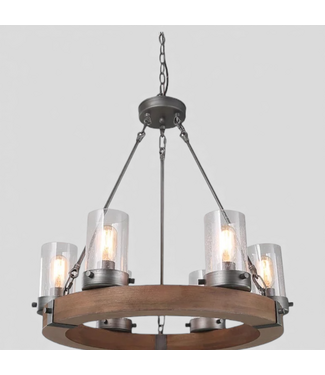 48769 LNC Wagon Wheel 6-Light Farmhouse Chandelier