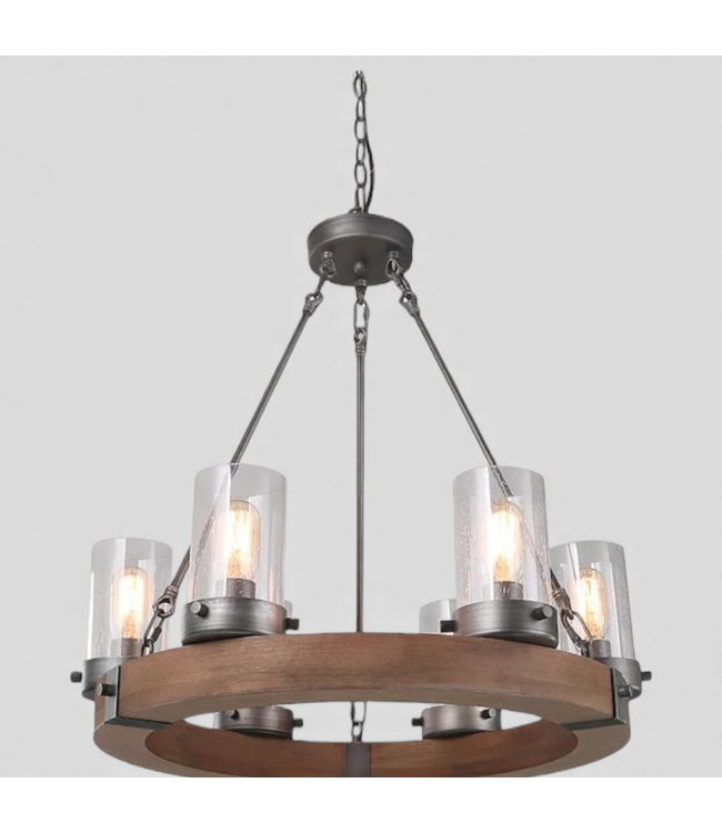48769 LNC Wagon Wheel 6-Light Farmhouse Chandelier