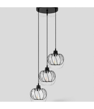 48780 Emeritpro 3-Light Black & Crystal Pendant Light