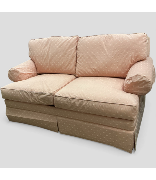 48788 Ethan Allen Ticking Stripe Skirted Loveseat