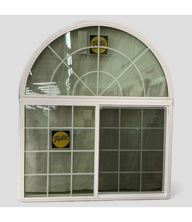 48792 Pella Gridded Slider With Arch Top Window 72"W x 83.25"H
