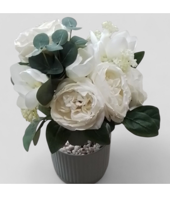 48814 allen + roth 14-in White Desktop Rose Artificial Plant