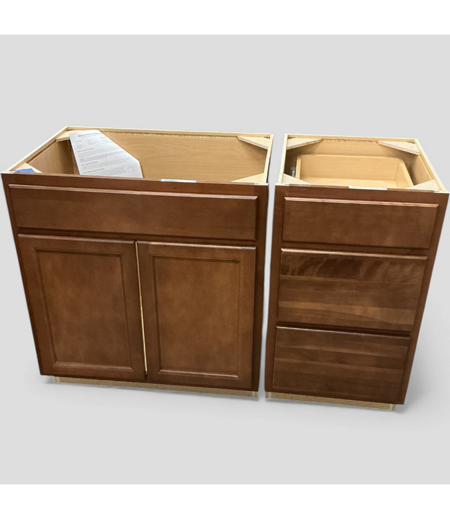 48818 Saddle Bathroom Vanity & Drawer Base Cabinet Set of 2