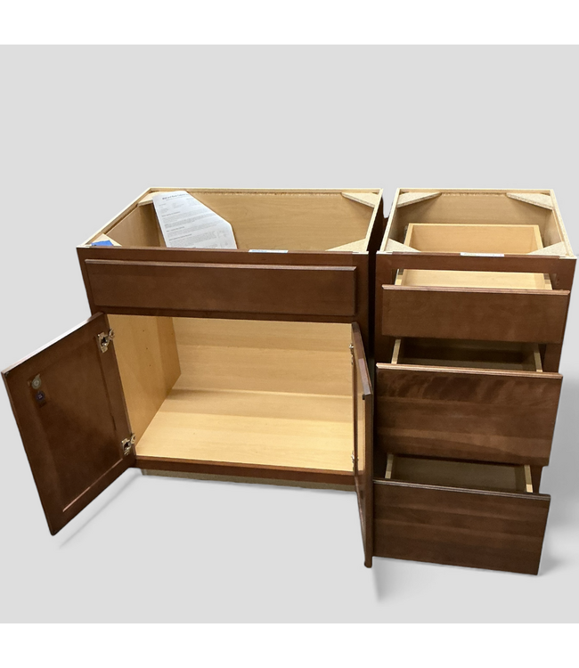 48818 Saddle Bathroom Vanity & Drawer Base Cabinet Set of 2