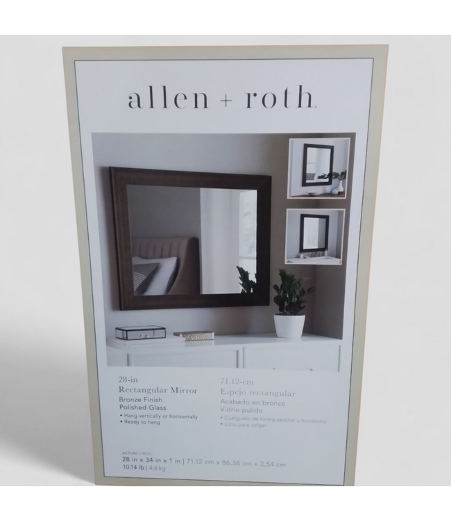 48854 allen + roth Bronze Polished Wall Mirror 28"W x 34"H