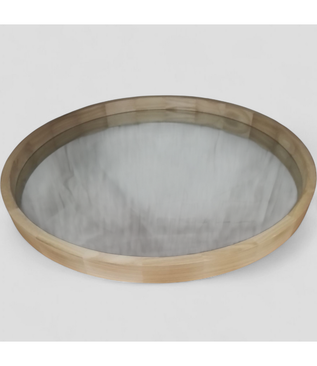 48856 allen + roth Natural Wood Framed Wall Mirror 30"W x 30"H