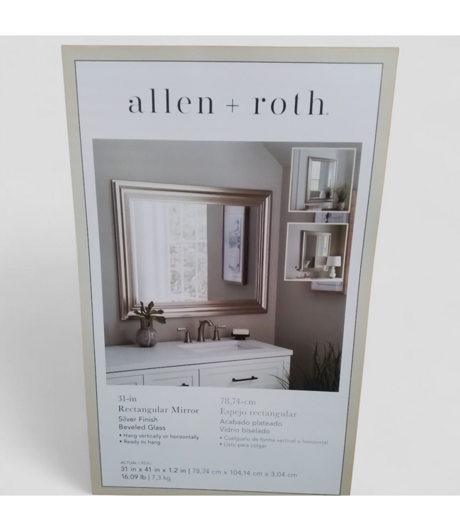 48857 allen + roth Silver Beveled Wall Mirror 31"W x 41"H