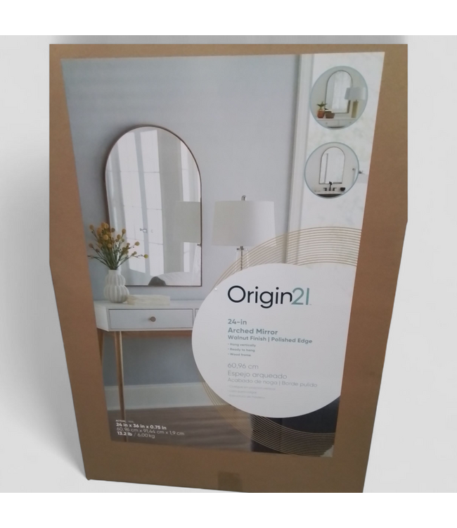 48858 Origin 21 Warm Walnut Polished Wall Mirror 24"W x 36"H