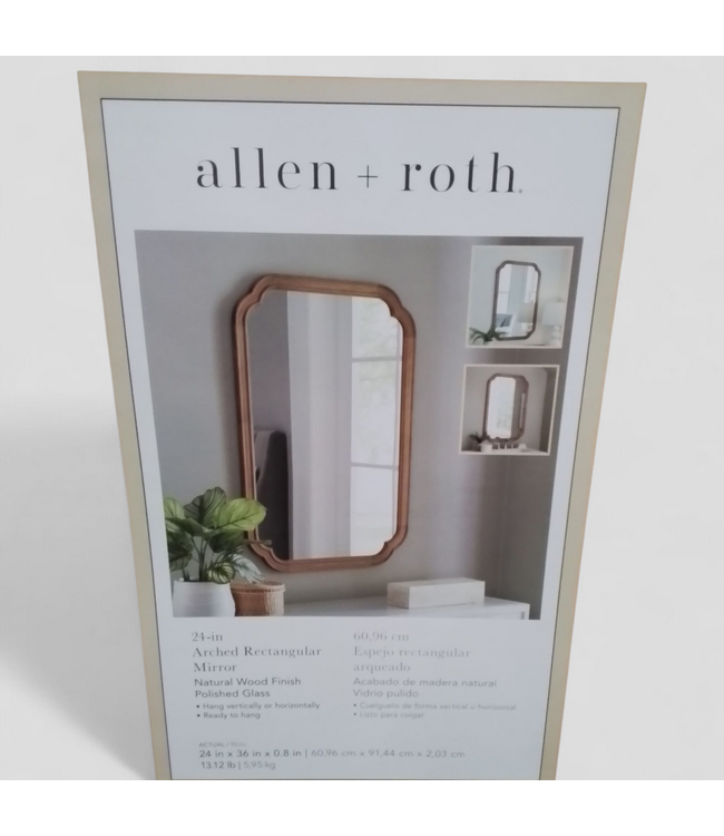 48859 allen + roth Natural Wood Polished Wall Mirror