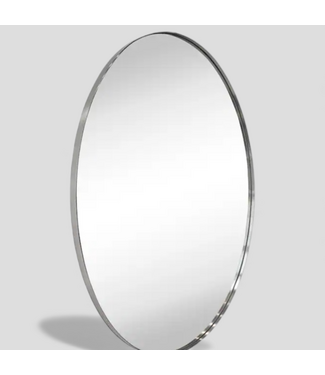48881 Tehome Javell Framed Oval Brushed Nickel Mirror