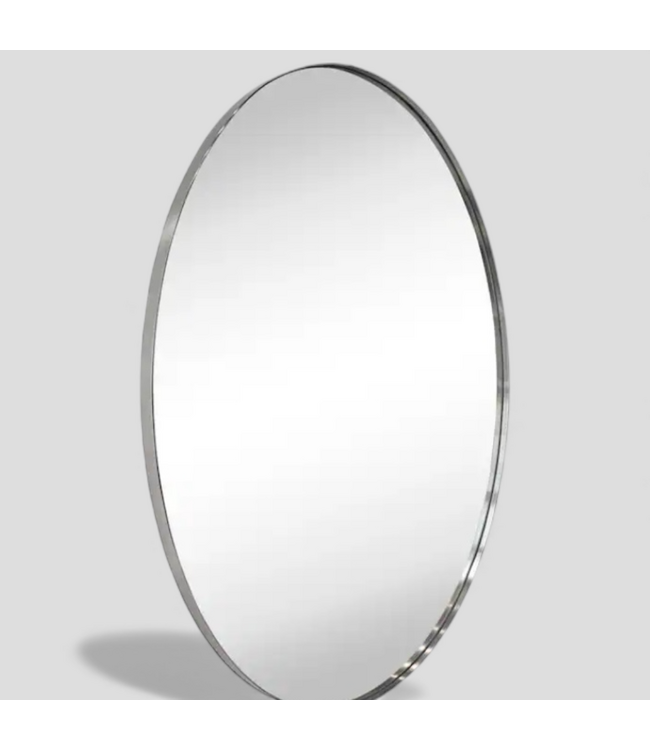 48881 Tehome Javell Framed Oval Brushed Nickel Mirror