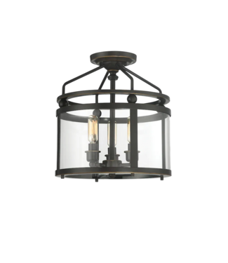 48903 Quoizel Norfolk 3-Light Bronze Semi-Flush Mount