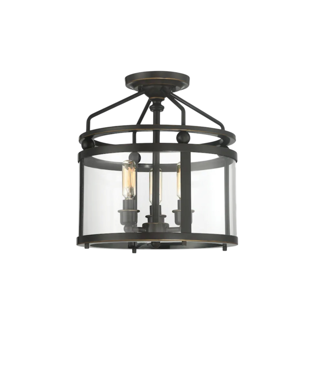 48903 Quoizel Norfolk 3-Light Bronze Semi-Flush Mount