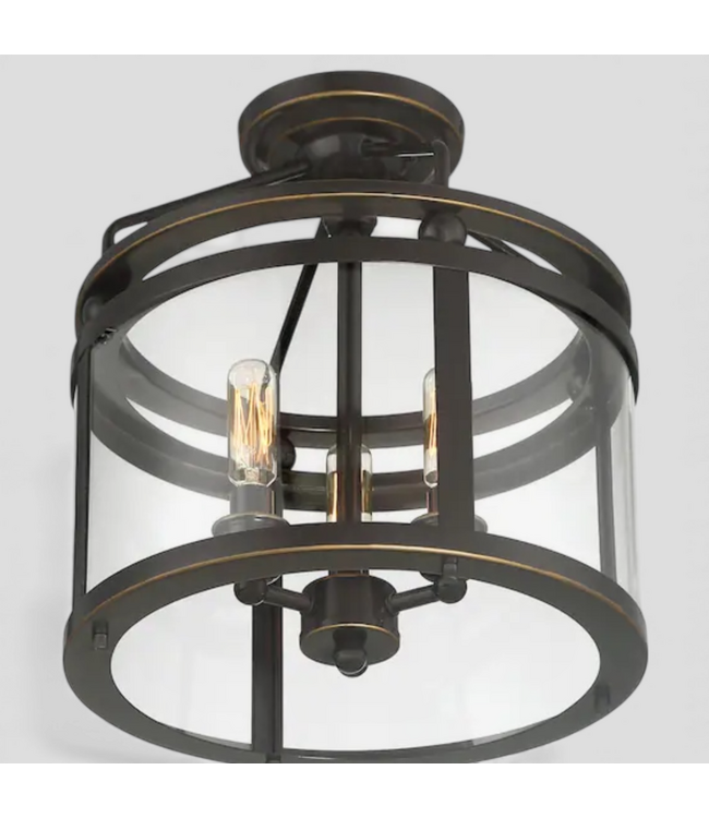 48903 Quoizel Norfolk 3-Light Bronze Semi-Flush Mount