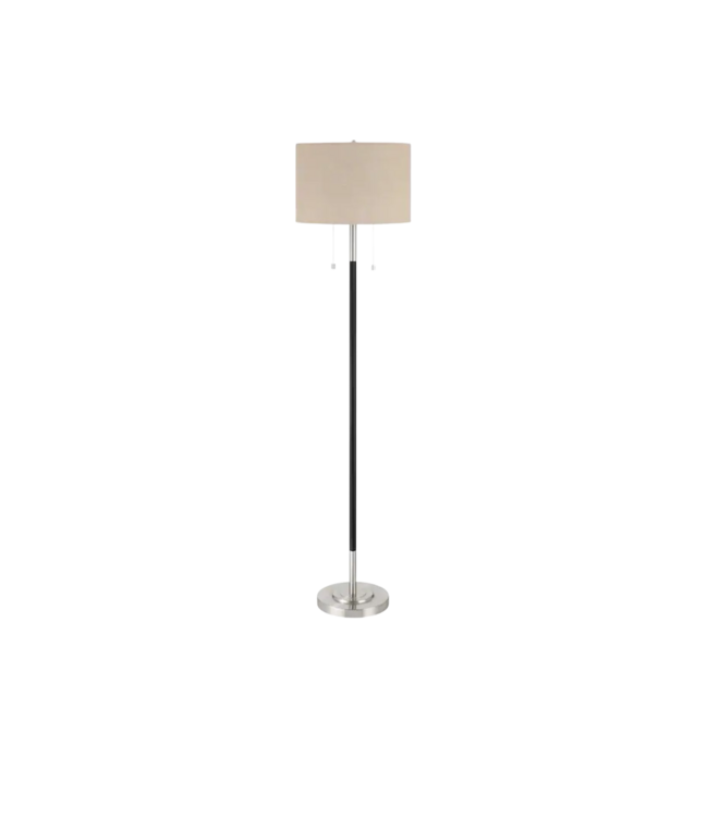 48908 allen + roth 62.5-in Brushed Nickel Shaded Floor Lamp