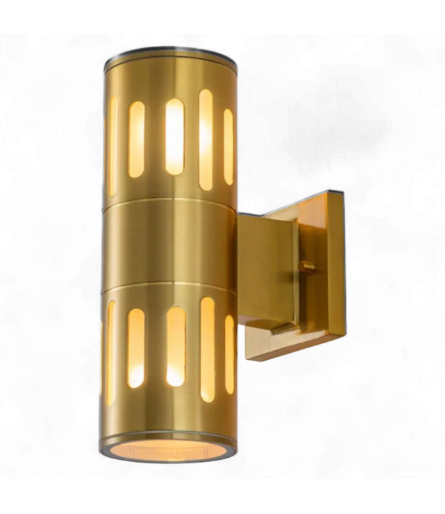 48915 2 -Light 11.75-in H Gold Hardwired Outdoor Wall Light