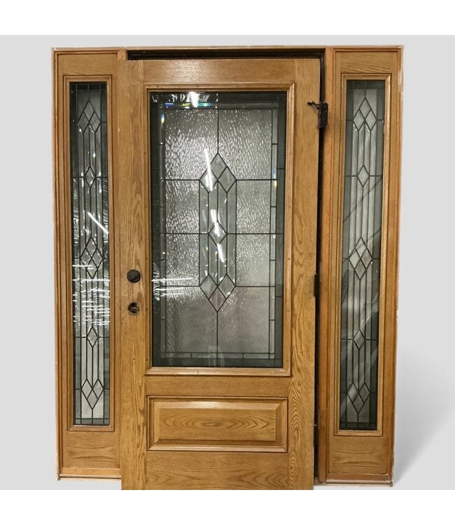 48924 Oak 3/4-Lite Exterior Door with Sidelights 64" x 81.5"