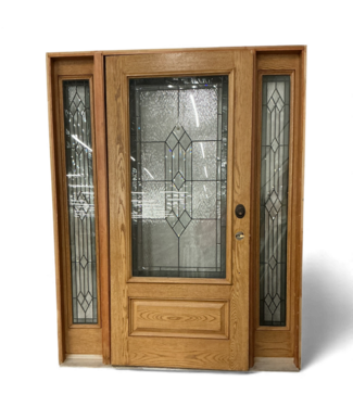 48924 Oak 3/4-Lite Exterior Door with Sidelights 64" x 81.5"
