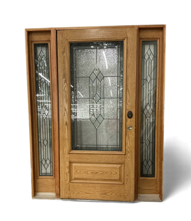 48924 Oak 3/4-Lite Exterior Door with Sidelights 64" x 81.5"