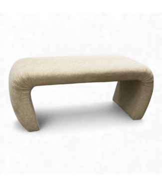 48979 Vintage Upholstered Pale Gold Waterfall Bench