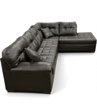 49057 2 Piece Sectional Sofa Dark Brown Faux Leather