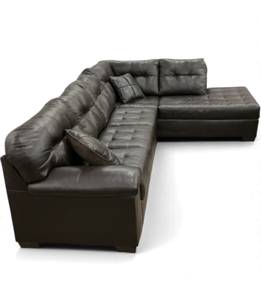 49057 2 Piece Sectional Sofa Dark Brown Faux Leather