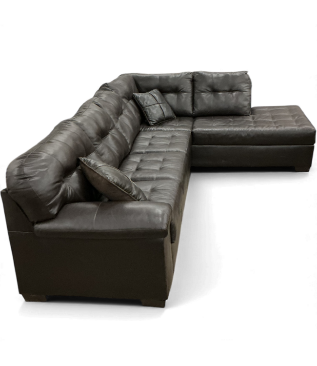 49057 2 Piece Sectional Sofa Dark Brown Faux Leather